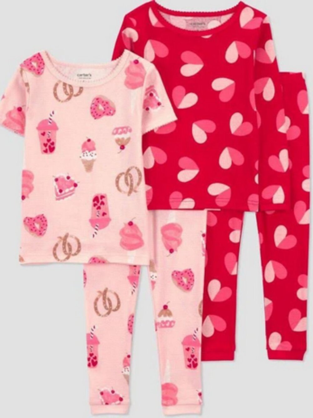 Carter's JOY Toddler Girls Valentine's Day 4pc Cotton Snug Fit Pajama Set NWT
